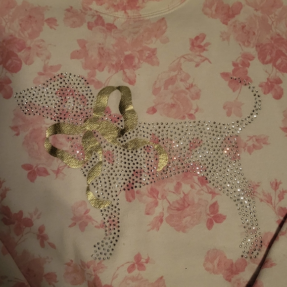 PINK x LoveShackFancy Bling Oversized Crew Sweatshirt & Sweatpants Set (M/L Set) - Picture 3 of 14